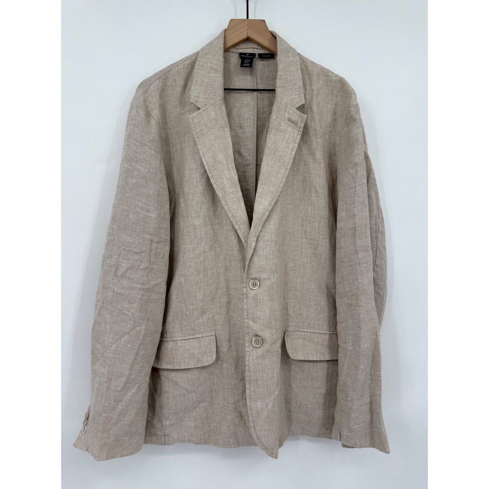 Daniel Hechter Blazer Mens XL Tan Beige 100% Linen Unstructured Sport Coat